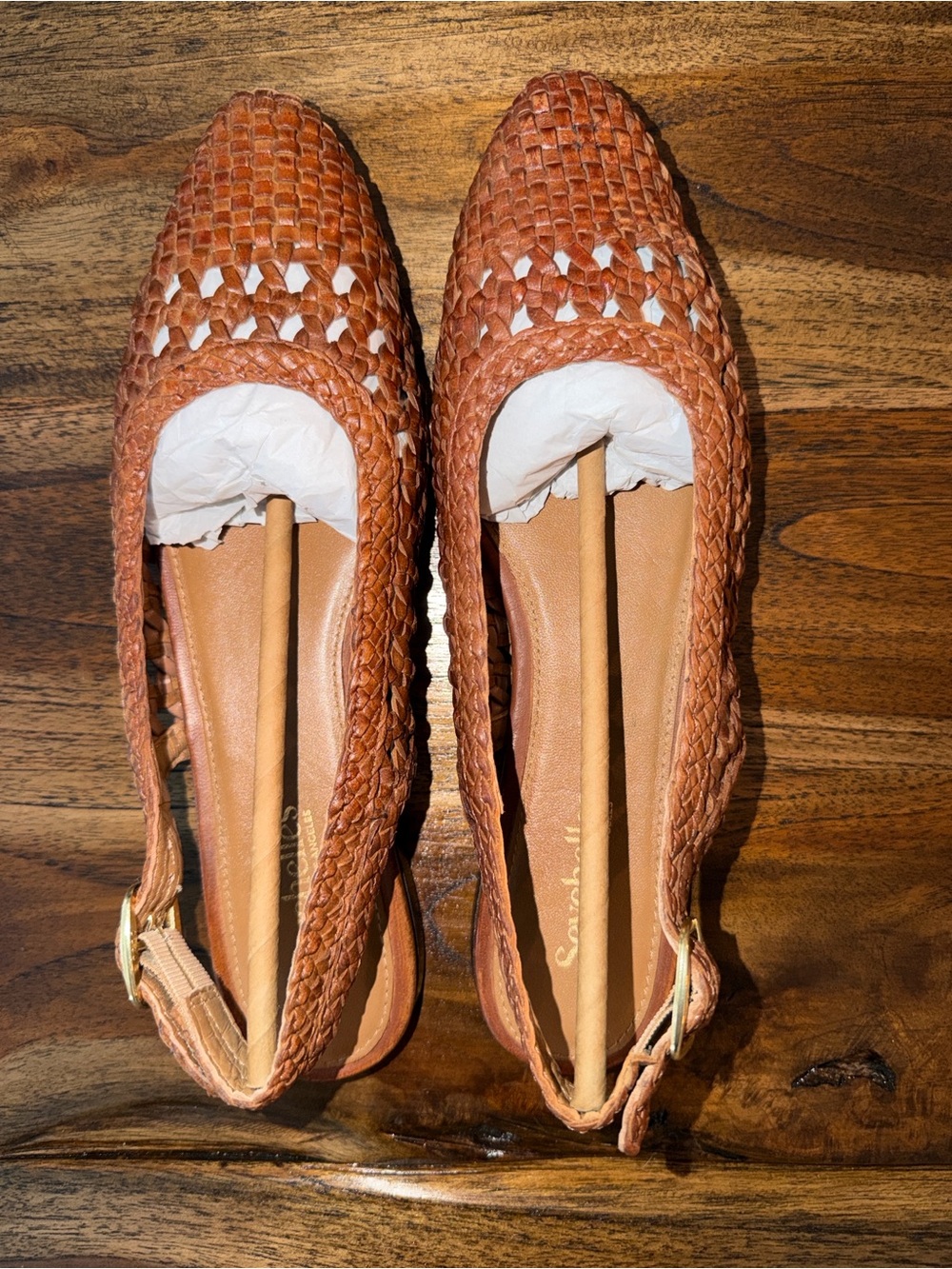 Seychelles Woven Slingback Flats in Cognac Brown